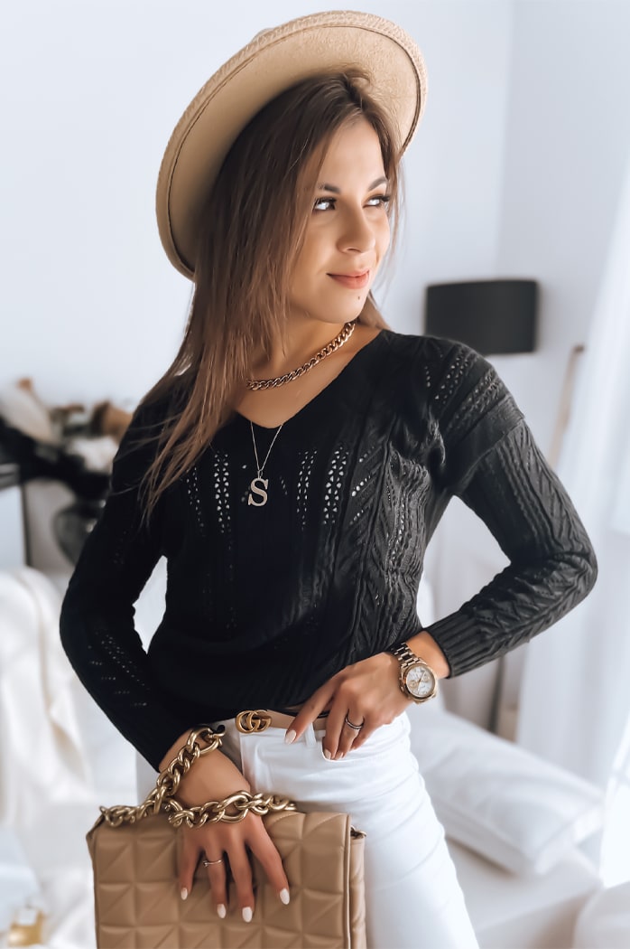 Damen Durchbrochener Pullover DARTIS Farbe Schwarz DSTREET MY1589