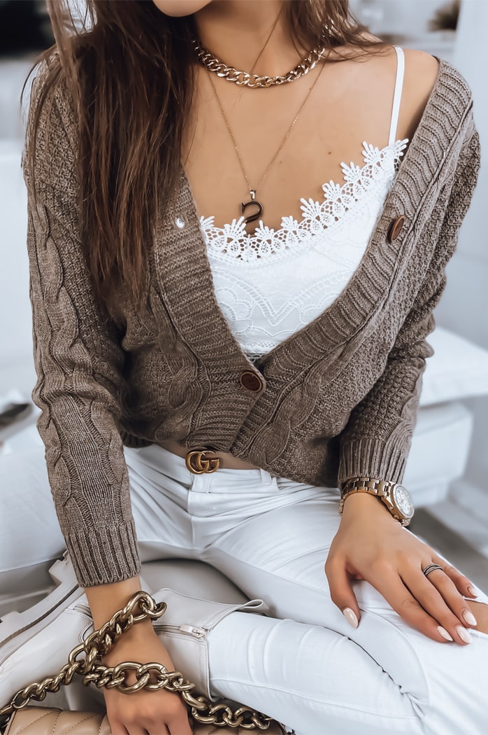 Damen Strickjacke DURKI Farbe Beige DSTREET MY1644