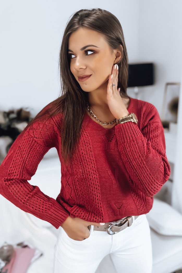 Damen Lange Pullover DARIA Farbe Rot DSTREET MY1719