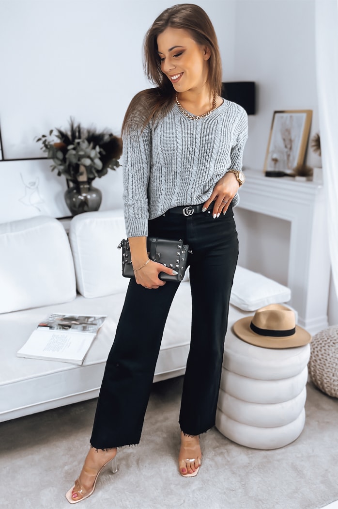 Damen Lange Pullover WELLMA Farbe Hellgrau DSTREET MY1771