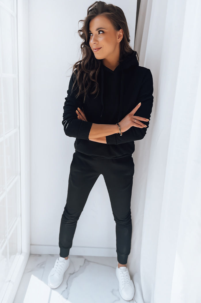Damen Kapuzenpullover BASIC Schwarz Dstreet BY0158z