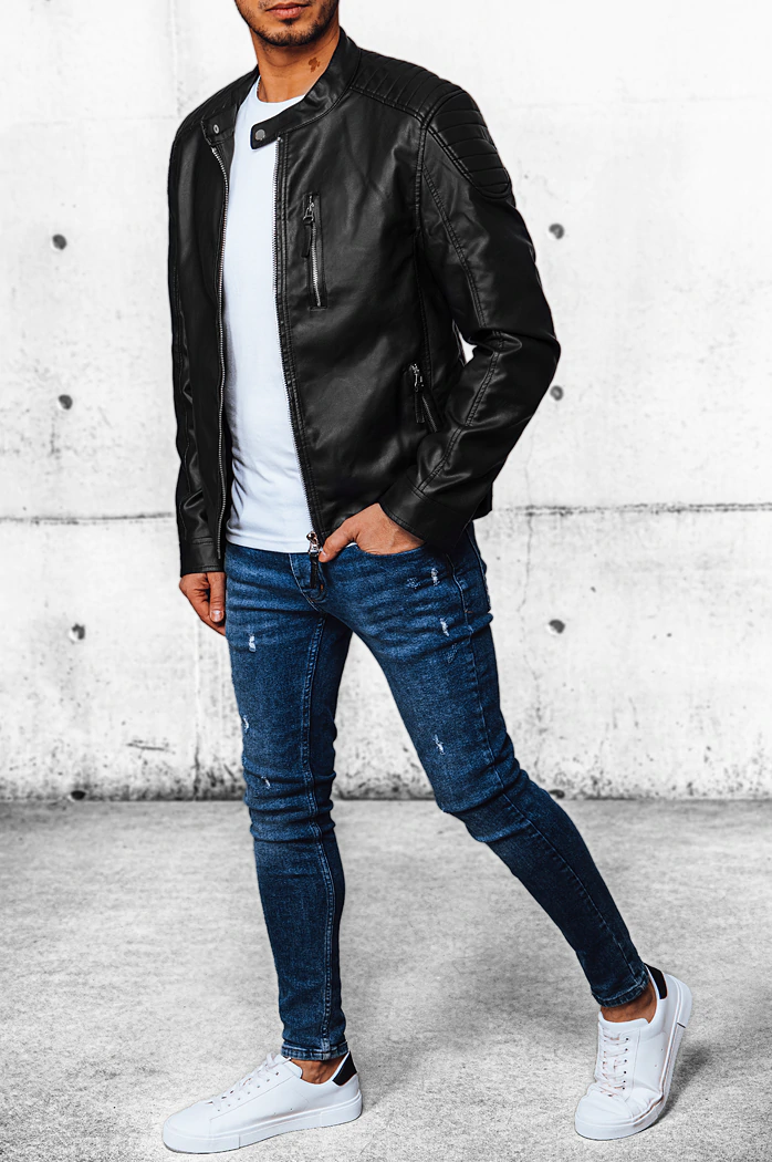 Herren Kunstlederjacke Farbe Schwarz DSTREET TX4382