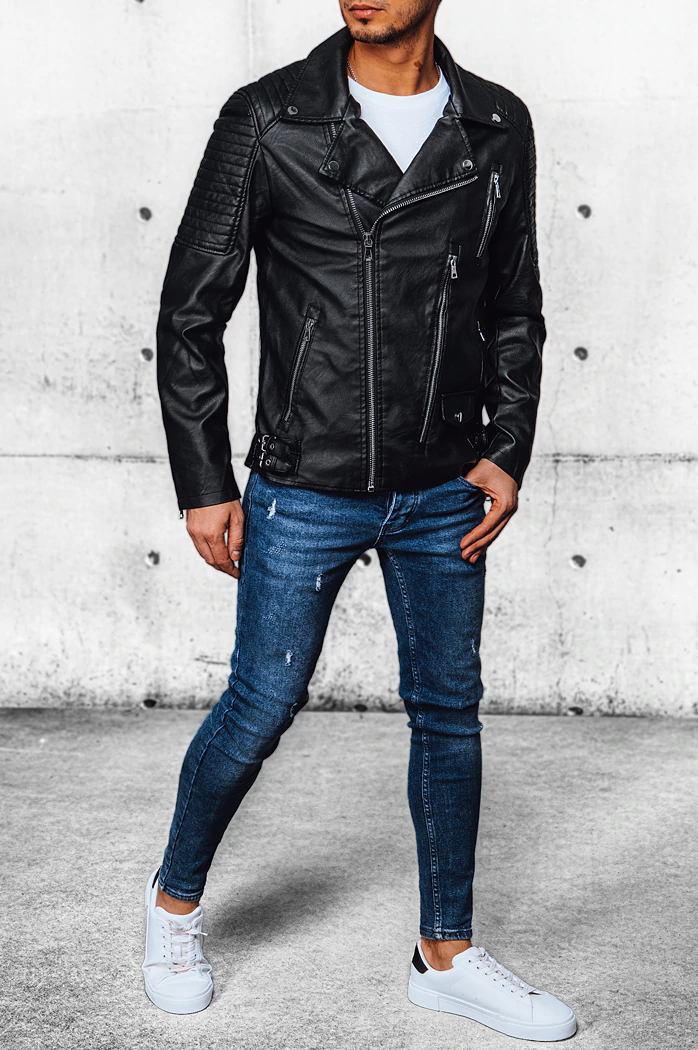 Herren Kunstlederjacke Farbe Schwarz DSTREET TX4384