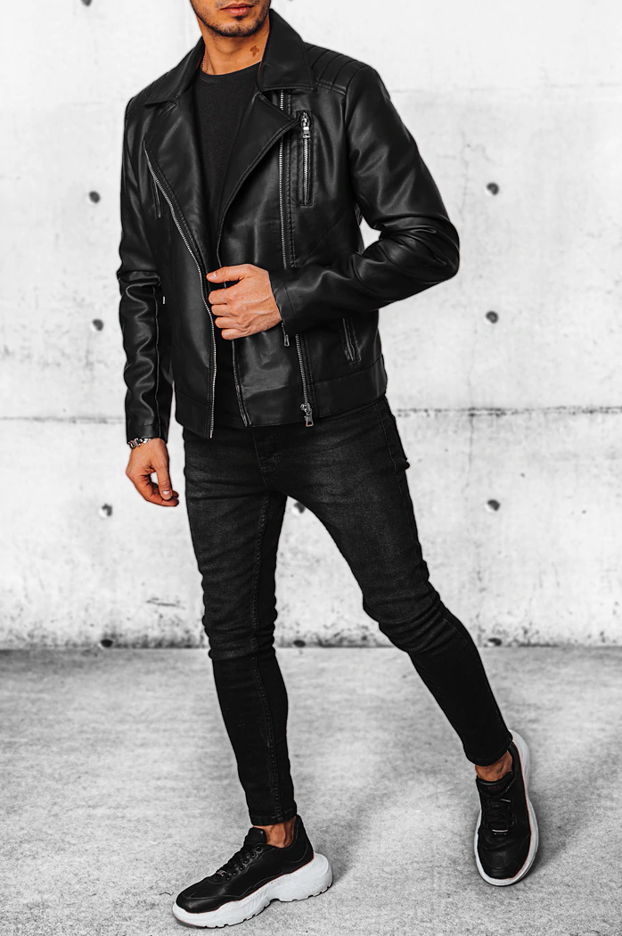 Herren Kunstlederjacke Farbe Schwarz DSTREET TX4385