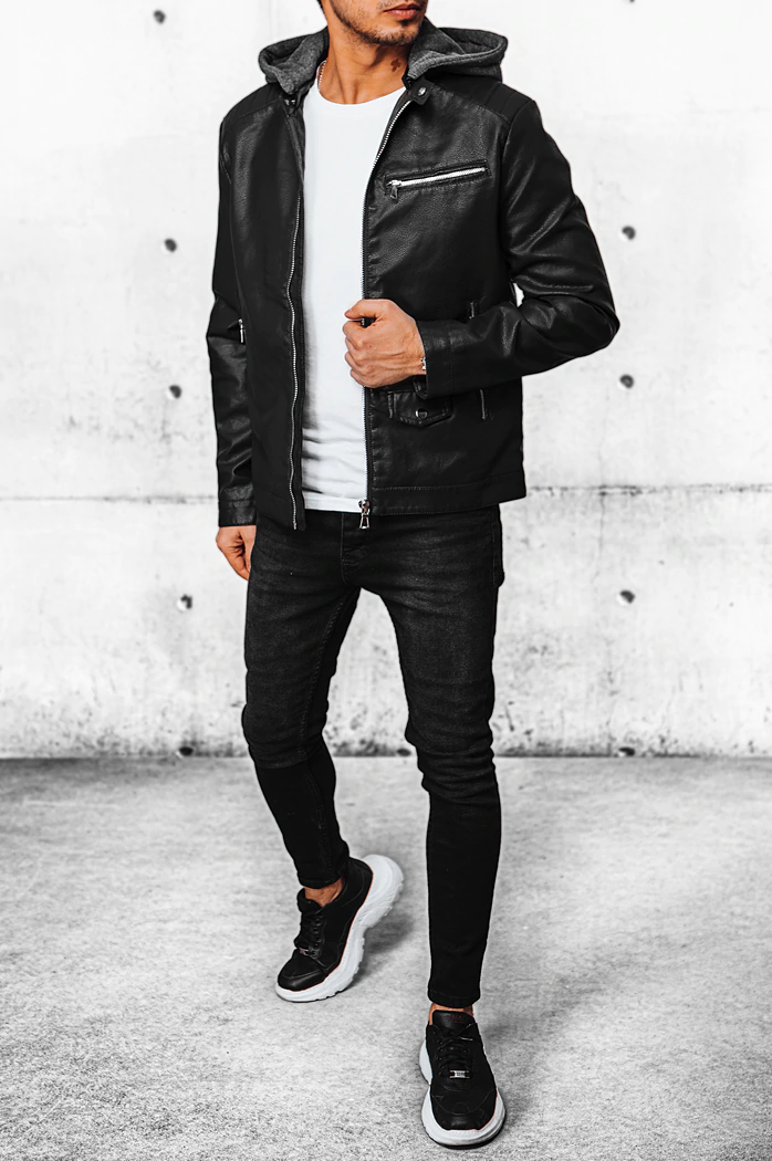 Herren Kunstlederjacke Farbe Schwarz DSTREET TX4387