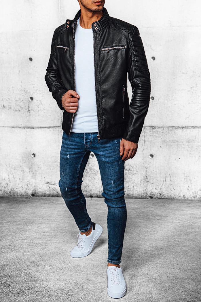 Herren Kunstlederjacke Farbe Schwarz DSTREET TX4388