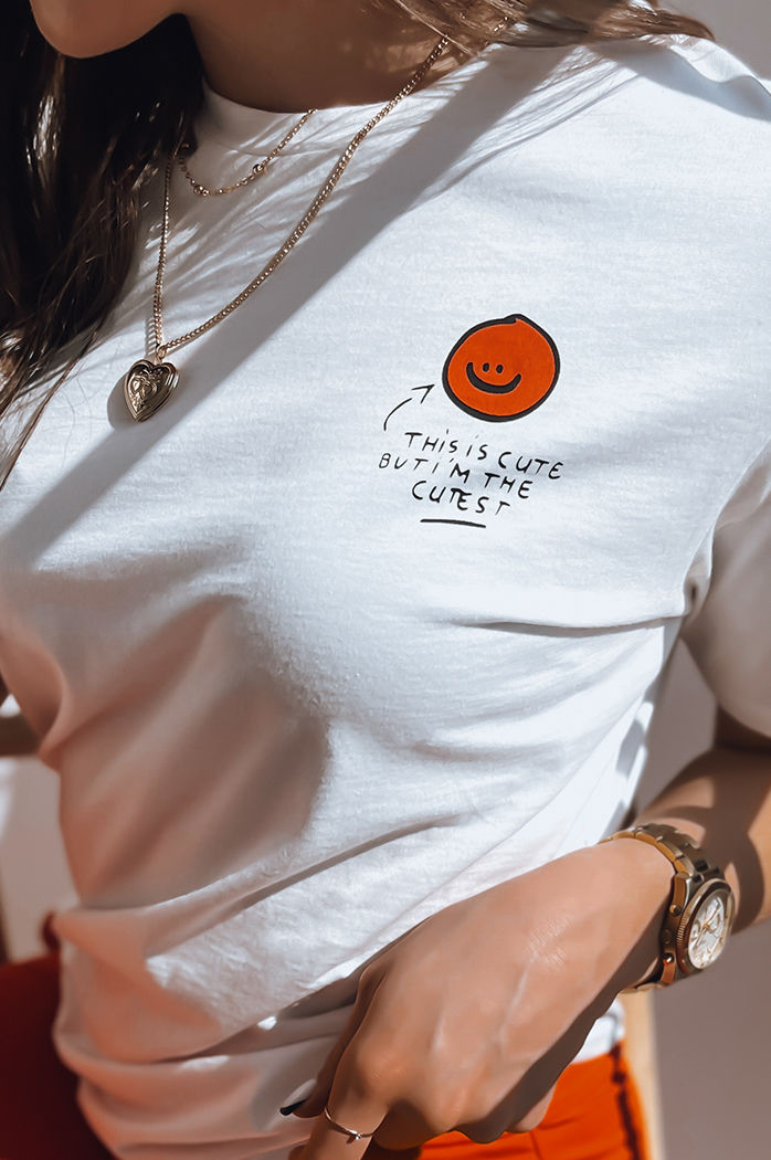 Damen T-shirt mit Aufdruck THE CUTEST Farbe Ecru DSTREET RY2158