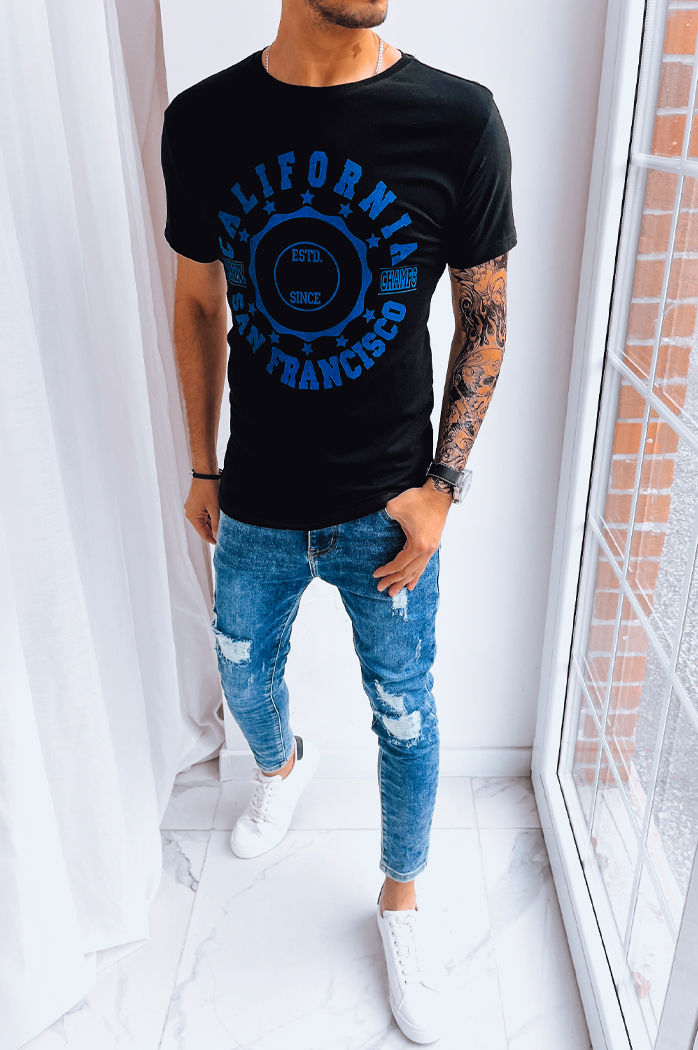 Herren T-shirt mit Aufdruck Farbe Schwarz DSTREET RX5085