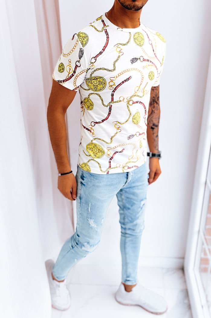 Herren T-shirt mit Aufdruck Farbe Weiß DSTREET RX5125