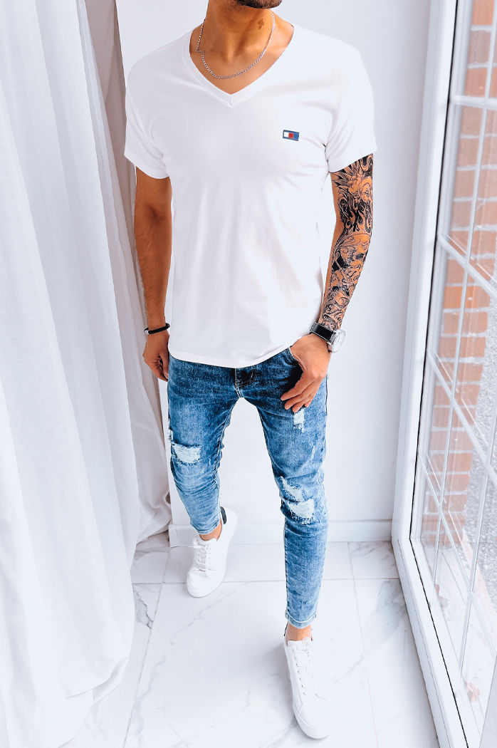 Herren T-shirt mit Aufdruck Farbe Weiß DSTREET RX5131