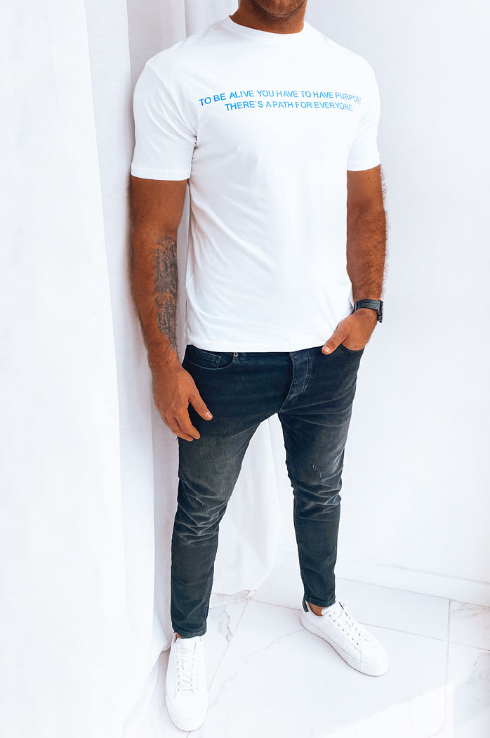 Herren T-shirt mit Aufdruck Farbe Weiß DSTREET RX5193