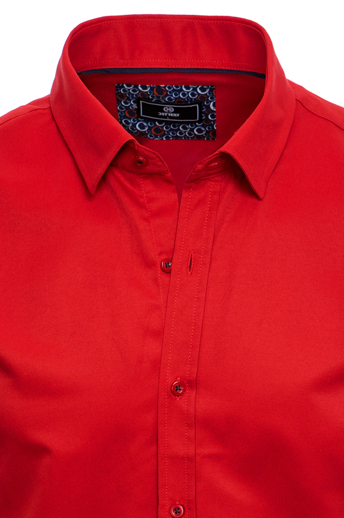Herren Kurzarm Hemd Farbe Rot DSTREET KX0989