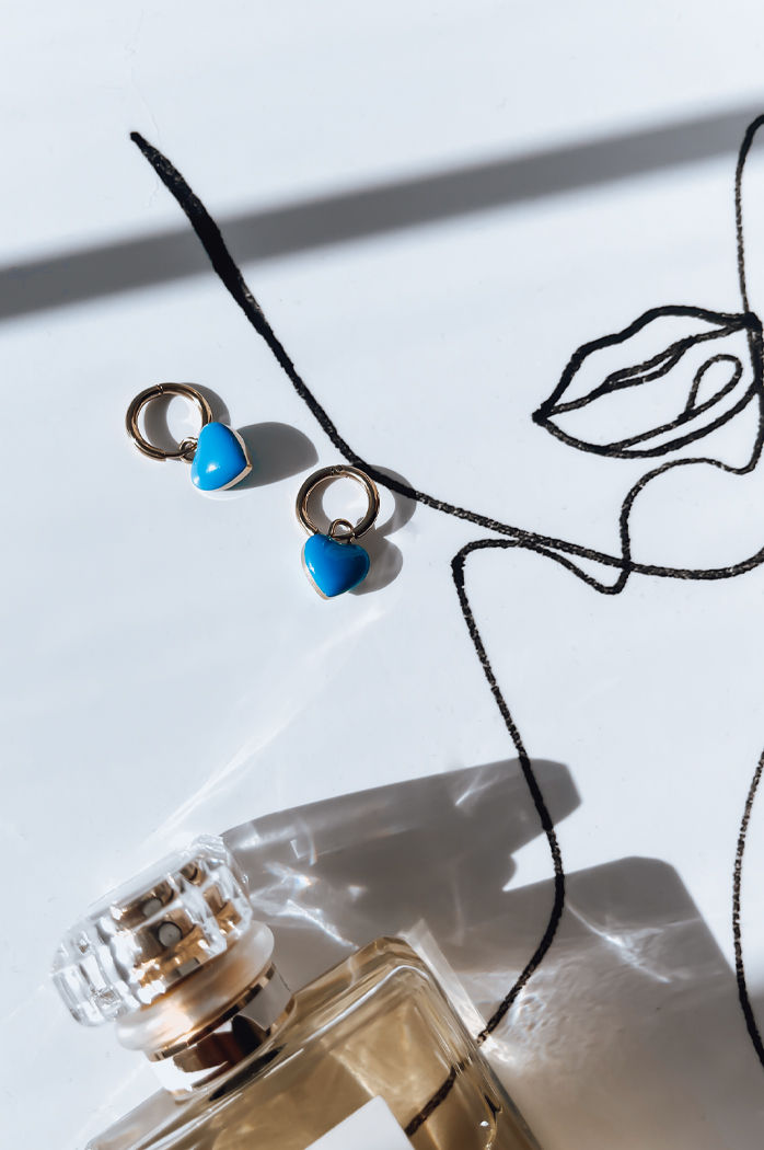 Dameno hrrings BLUE HEART Farbe Türkis DSTREET JY0009