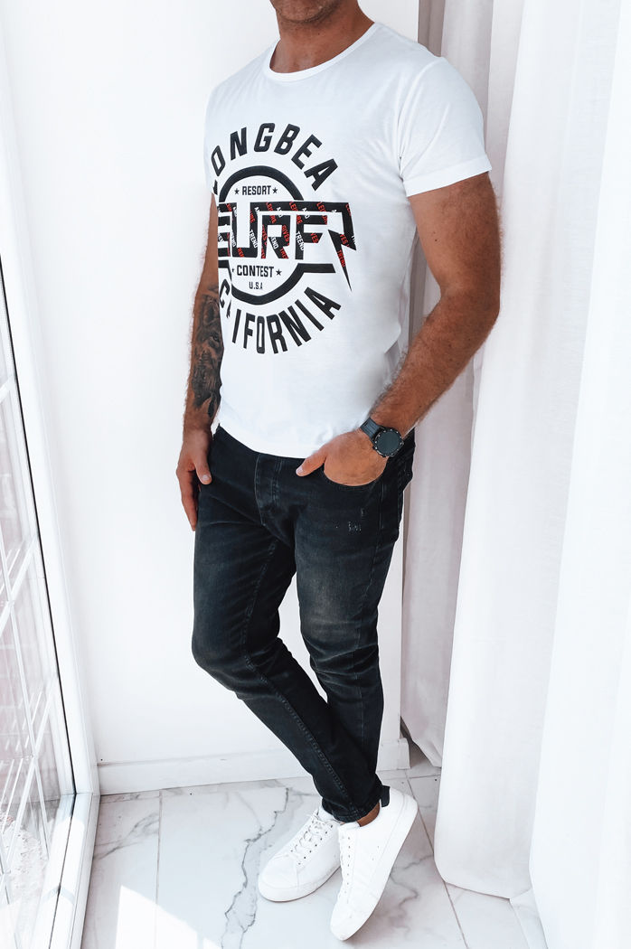 Herren T-shirt mit Aufdruck Weiß Dstreet RX5258