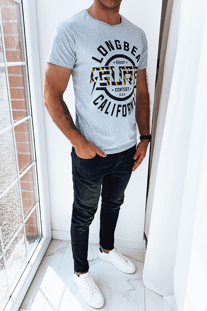 Herren T-shirt mit Aufdruck Hellgrau Dstreet RX5260