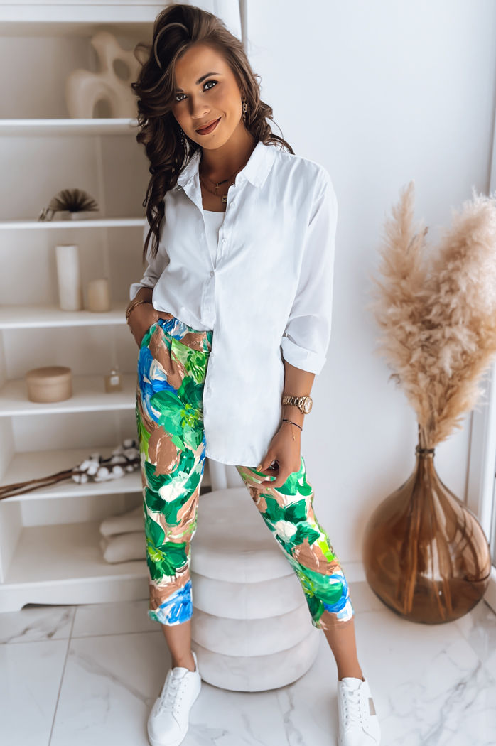 Damen Casual Hose FLOWER GARDEN Farbe Grün DSTREET UY1482