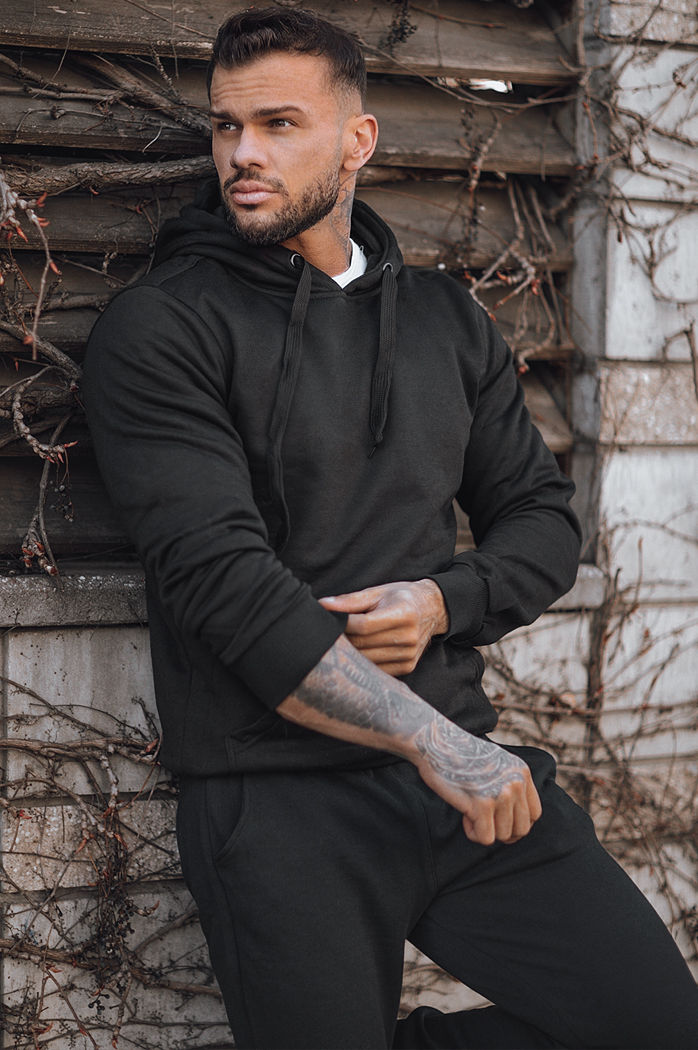 Herren Kapuzenpullover Schwarz BX2028z