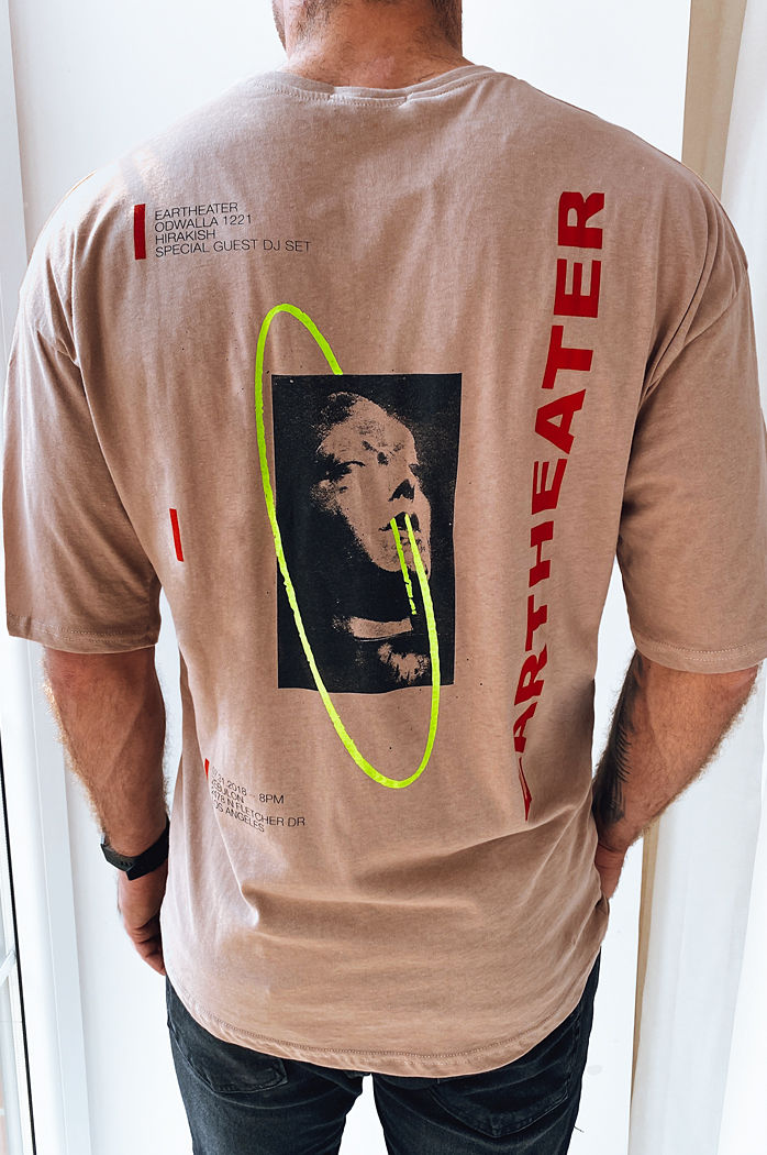 Herren T-shirt mit Aufdruck Cappuccino Dstreet RX5303