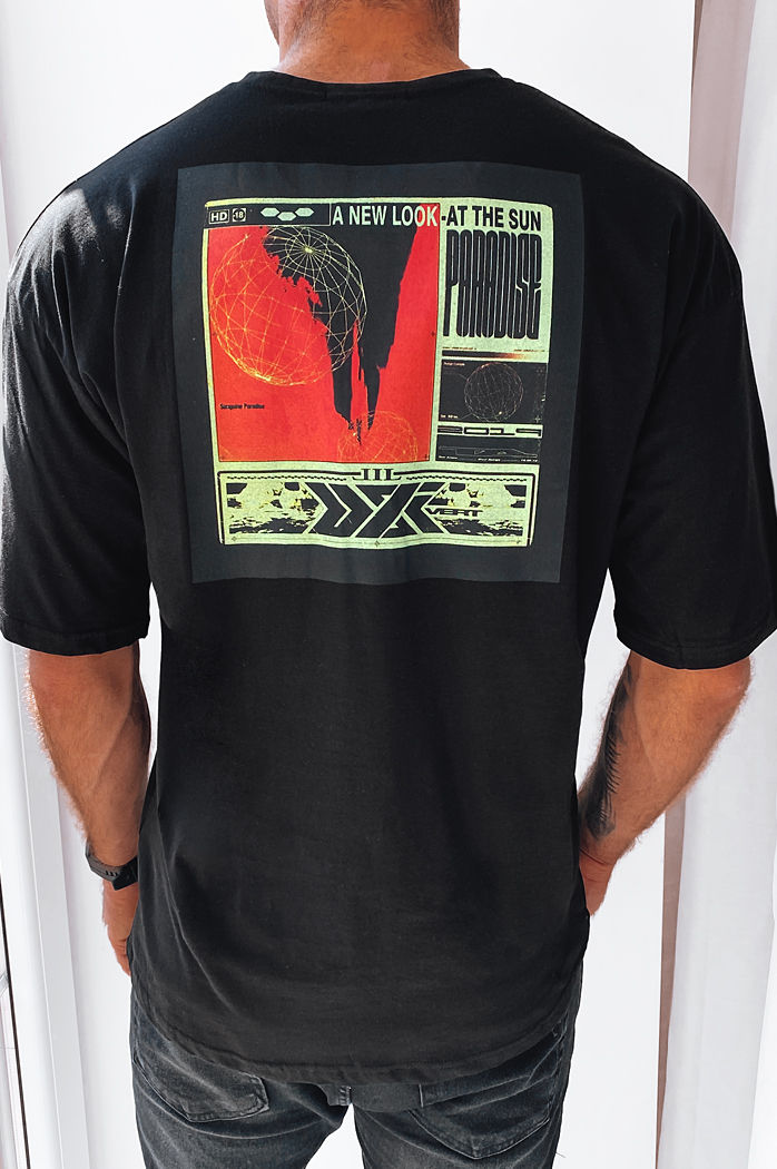 Herren T-shirt mit Aufdruck Schwarz Dstreet RX5304