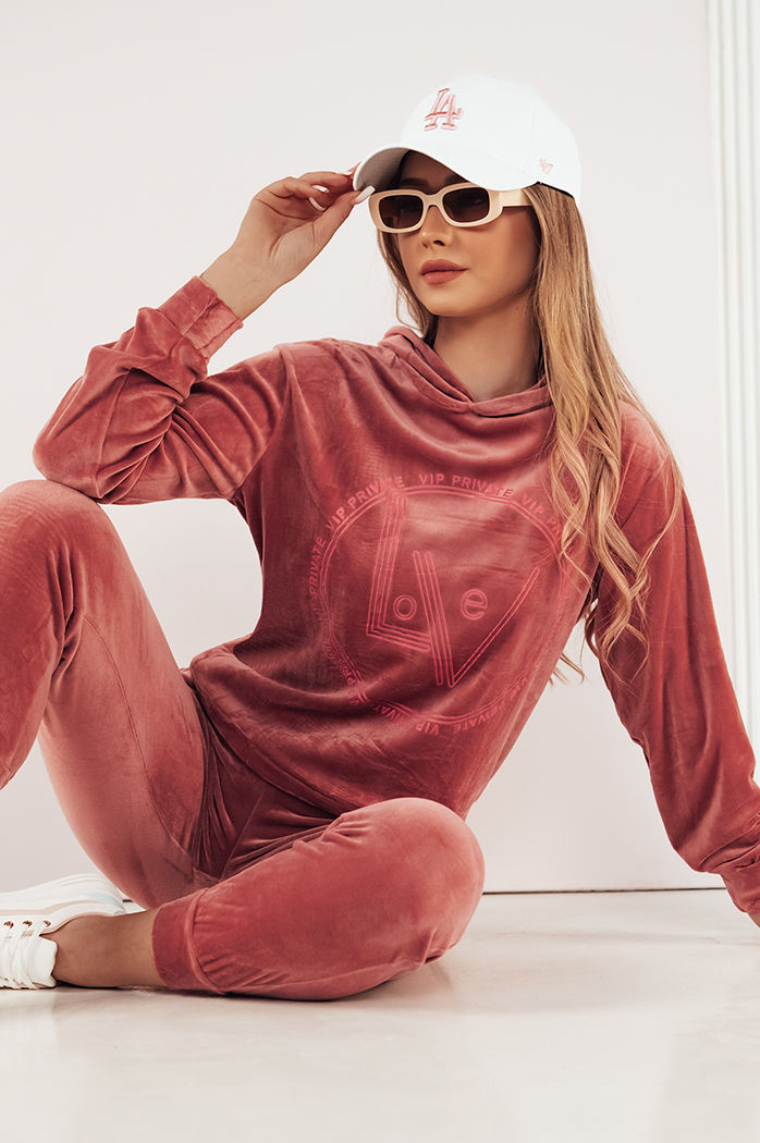 Damen Veloursanzug VIP PRIVATE Farbe Rosa DSTREET AY0868