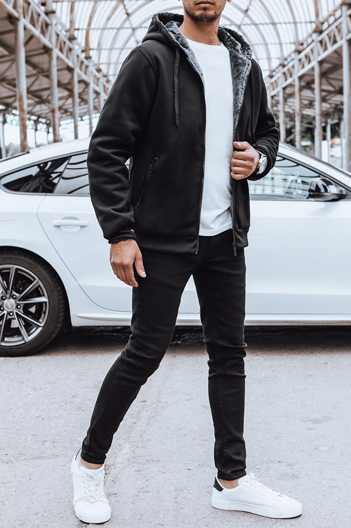 Herren Sweatshirt mit Reißverschluss Farbe Schwarz DSTREET BX5597