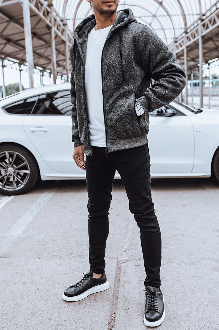 Herren Sweatshirt mit Reißverschluss Farbe Dunkelgrau DSTREET BX5598