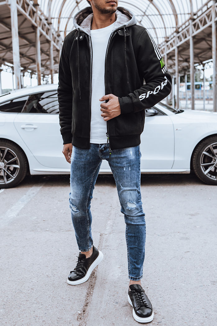 Herren Sweatshirt mit Aufdruck Farbe Schwarz DSTREET BX5613