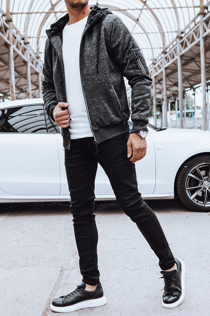 Herren Sweatshirt mit Reißverschluss Farbe Dunkelgrau DSTREET BX5626