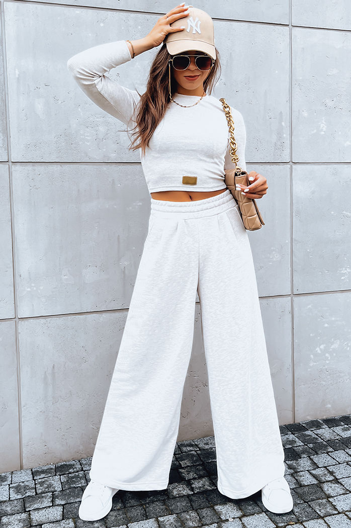 Damen Set aus weiter Hose und Crop Top ASTRAL ALLURE hellbeige Dstreet AY0906