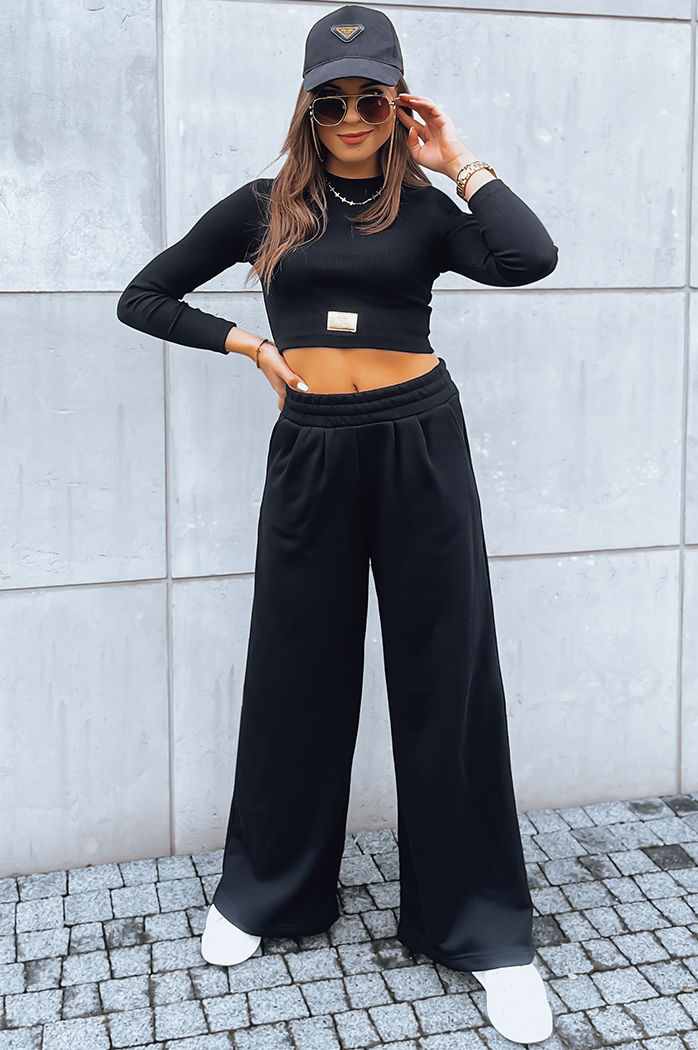 Damen Set aus weiter Hose und Crop Top ASTRAL ALLURE schwarz Dstreet AY0920