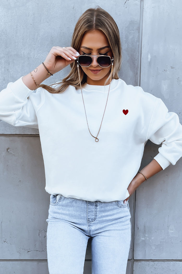 Damen Sweatshirt ohne Kapuze HEARTBEAT Farbe Weiß DSTREET BY1213