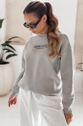 Damen Sweatshirt in Übergröße NEVER grau Dstreet BY1230