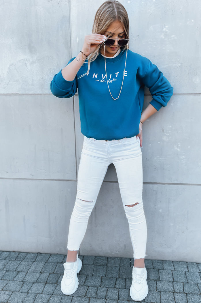 Damen Oversize Sweatshirt INVITE Farbe Blau DSTREET BY1237