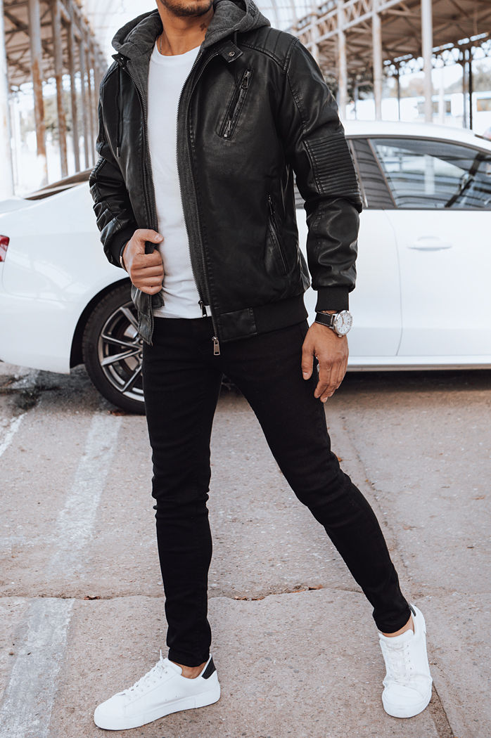 Herren Kunstlederjacke Farbe Schwarz DSTREET TX4538