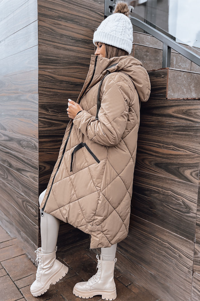 Damen Oversize-Winterjacke MELODY mit Kapuze beige Dstreet TY3990
