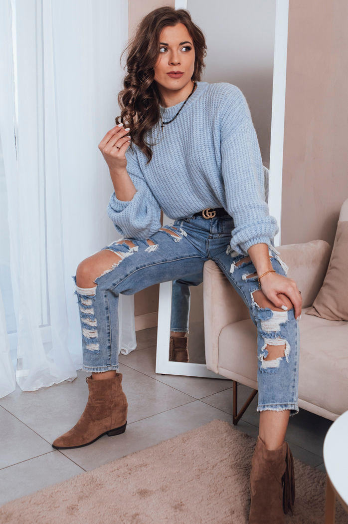 Damen Oversize Pullover BILLIS Farbe Hellblau DSTREET MY2285