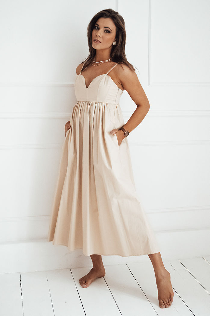 Midikleid ELIENE Farbe Hellbeige DSTREET EY2443