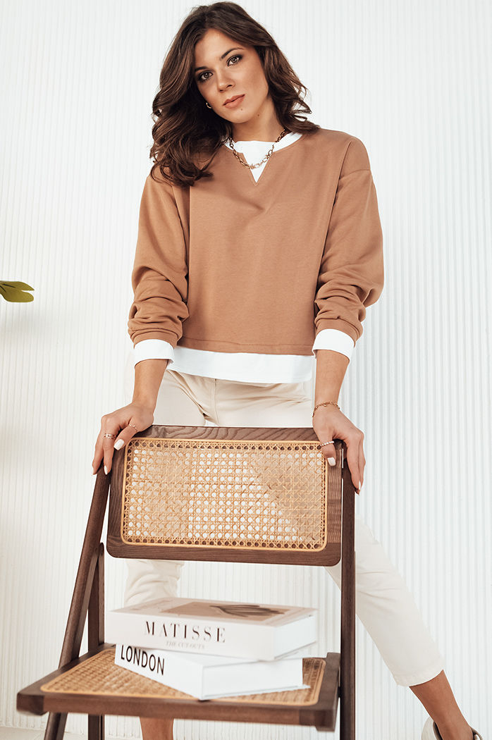 Damen Sweatshirt ohne Kapuze LORAN Farbe Camel DSTREET BY1252