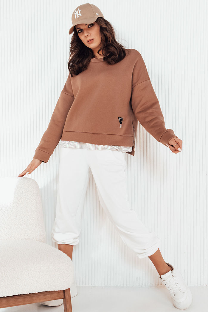 Damen Sweatshirt ohne Kapuze BIFAL Farbe Camel DSTREET BY1256