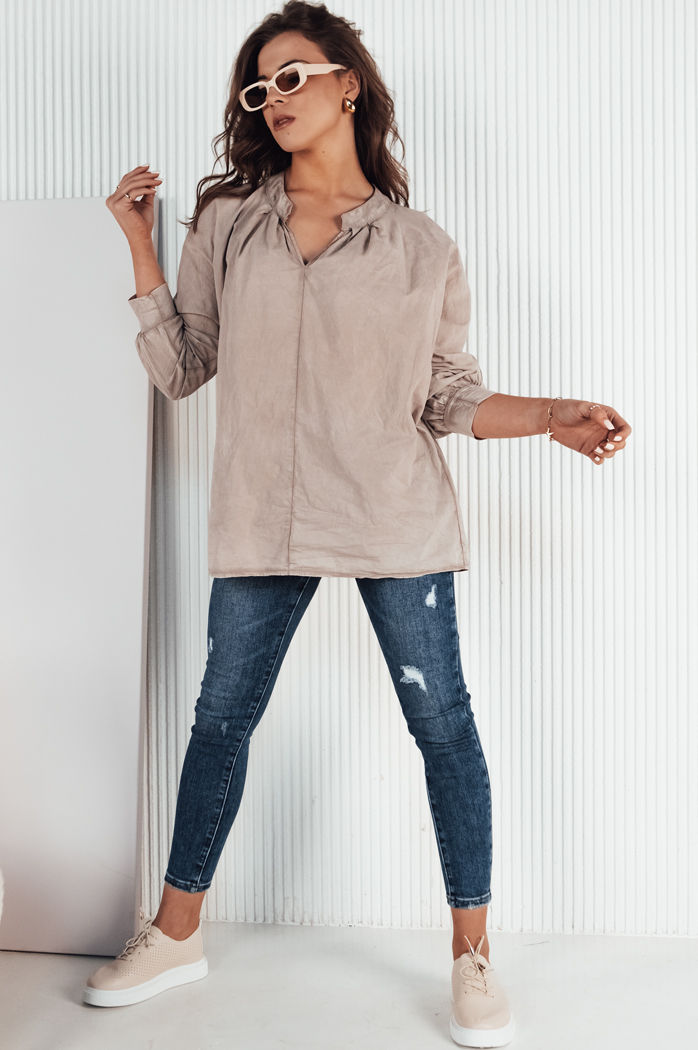 Damen Baumwollhemd NEBREDA  Farbe Beige DSTREET DY0390