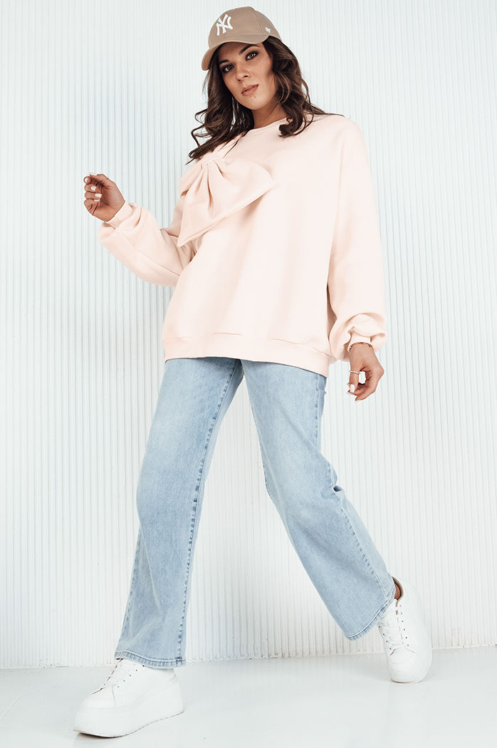 Damen Sweatshirt in Übergröße BOWLOOP Pfirsich Dstreet BY1261