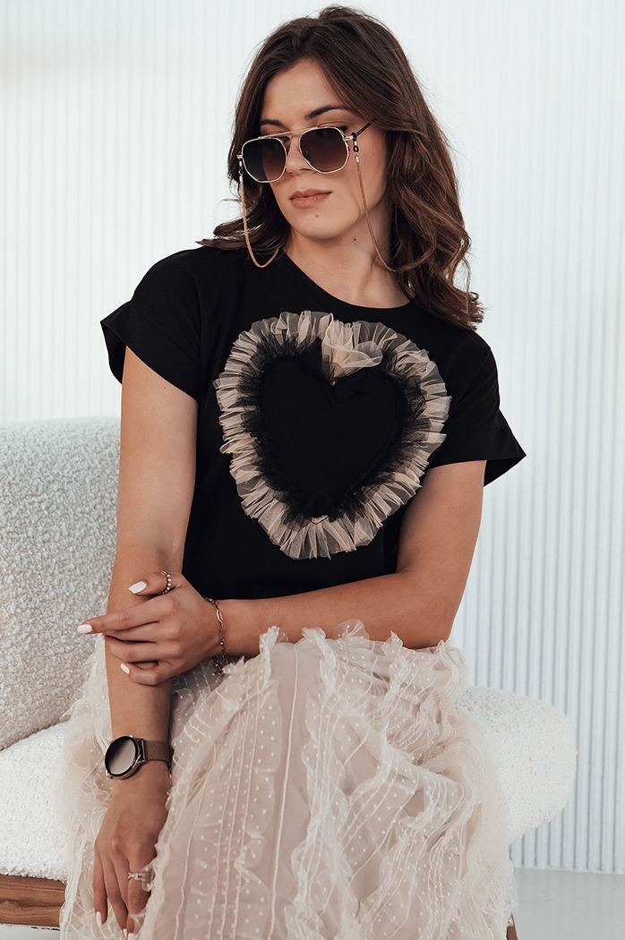 Damen TICKER T-shirt schwarz Dstreet RY2344