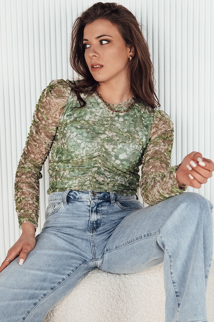 Damen Bluse mit langen Ärmeln RUFFI Farbe Grün DSTREET RY2358