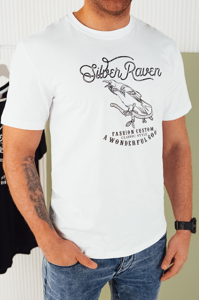 Herren T-shirt mit Aufdruck Farbe Weiß DSTREET RX5362
