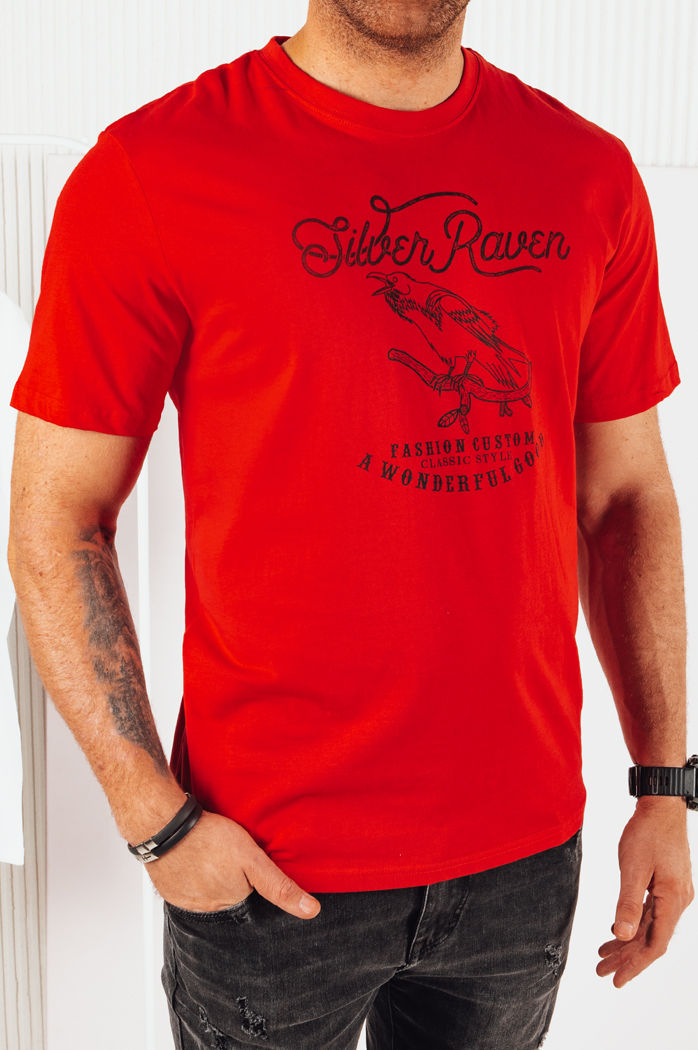 Herren T-shirt mit Aufdruck Farbe Rot DSTREET RX5364