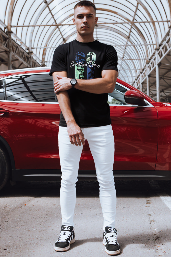 Bedrucktes Herren-T-Shirt schwarz Dstreet RX5382