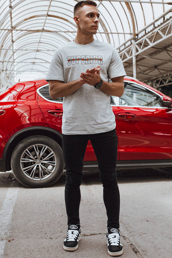 Bedrucktes graues Herren-T-Shirt Dstreet RX5385