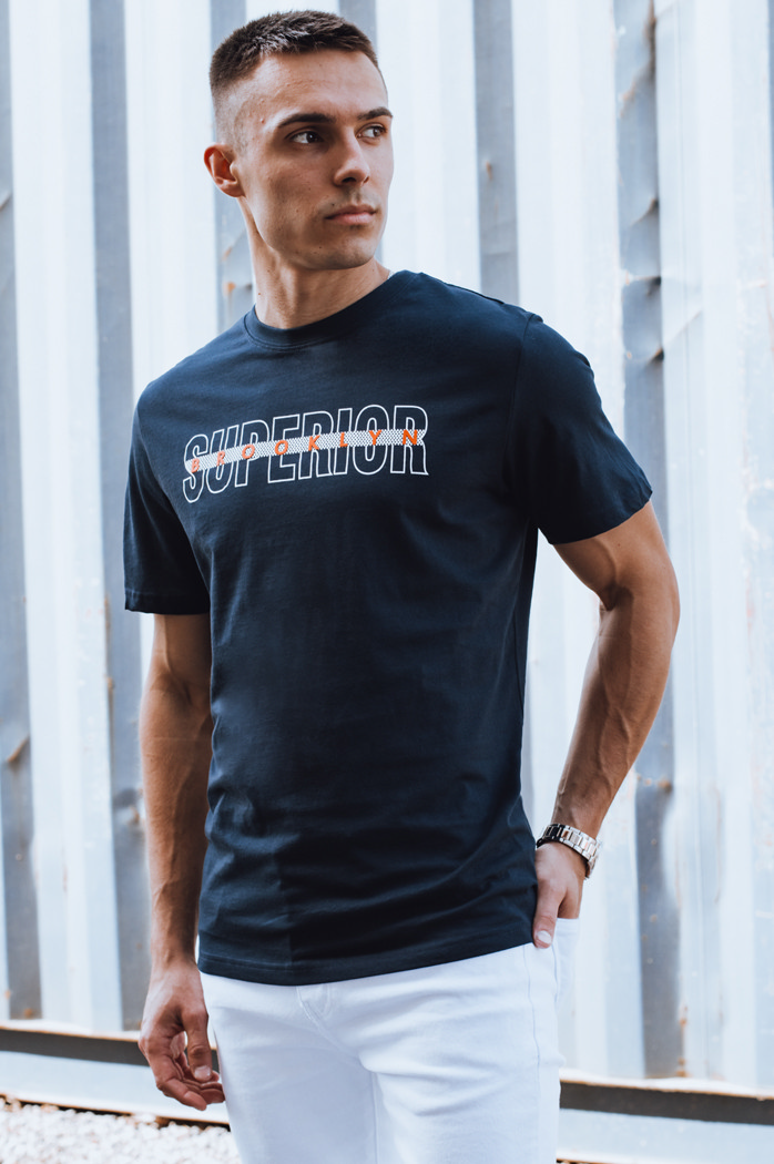 Bedrucktes navyblaues Herren-T-Shirt Dstreet RX5386
