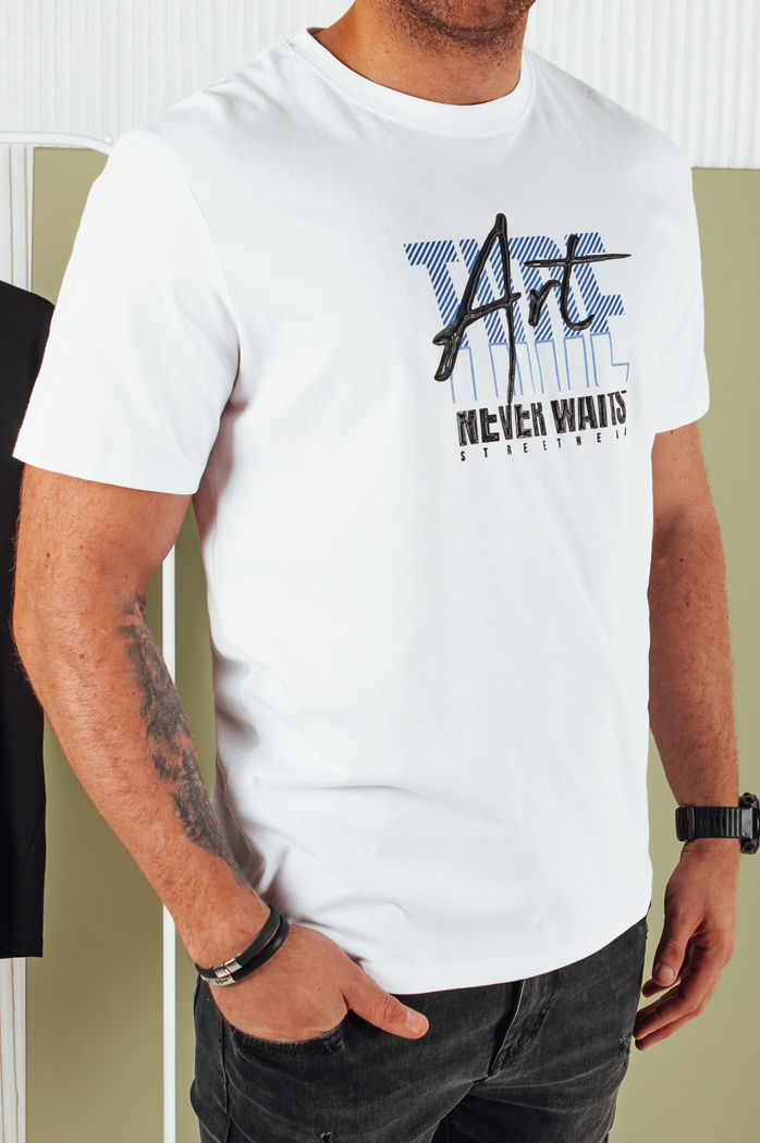 Bedrucktes weißes Herren-T-Shirt Dstreet RX5392