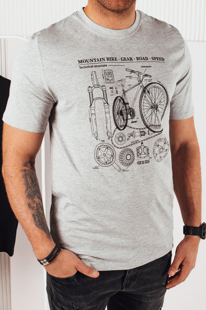 Bedrucktes graues Herren-T-Shirt Dstreet RX5395